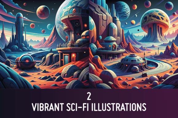 2 Amazing Sci-fi Colorful Illustrations: Visual Assets for Modern Digital Projects