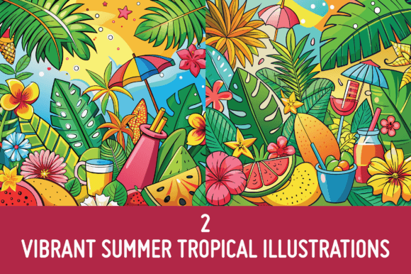 2 Radiant Summer Tropical Illustrations: Elevating Seasonal Design Projects