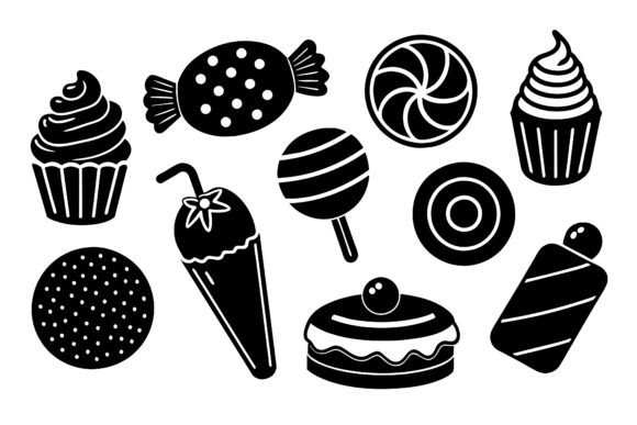 About 15 Set of Sweet Food Smooth Line Assets