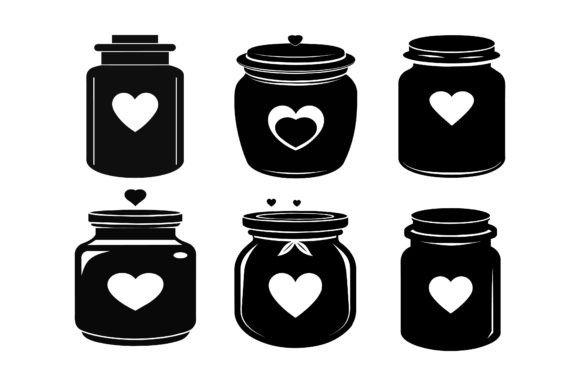 Black Silhouette Love Jar Vector Design Guide