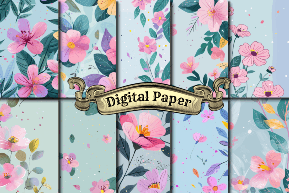 Bringing Soft Botanicals to Life with Watercolor Pastel Flower Digital Paper