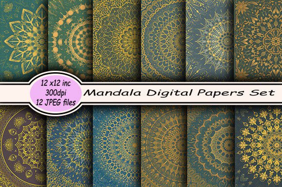 Elevating Creative Projects with Mandala Digital Papers Set-7