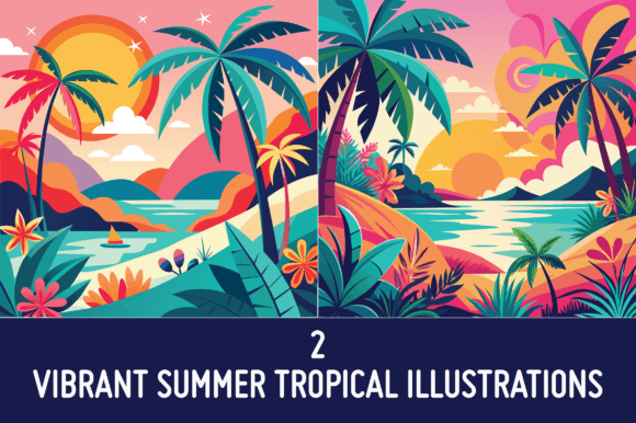 Elevating Seasonal Design with 2 Vibrant Summer Tropical Illustrations