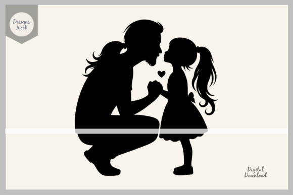 Evaluating Father and Daughter SVG Clipart PNG DXF Files for Creative Projects