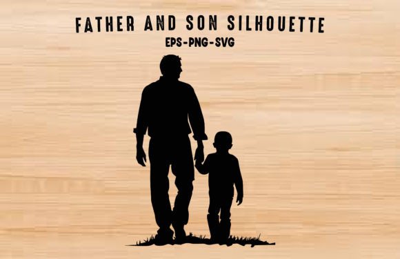 Father and Son Walking Silhouette Vector Uses