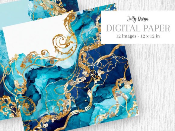 Luxury Blue Alcohol Ink in Baroque Style: Merging Historical Opulence with Modern Fluid Art