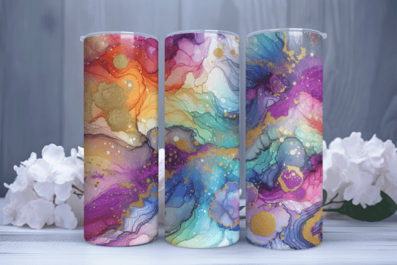 Rainbow Alcohol Ink 20oz Skinny Tumbler Guide